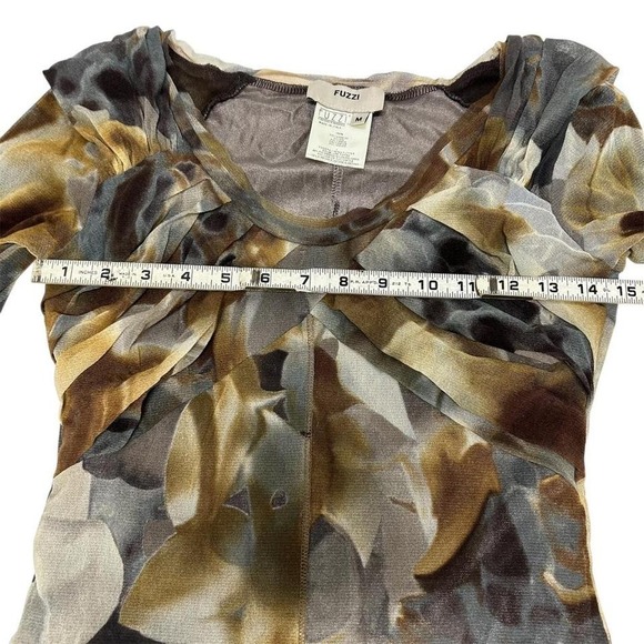 Y2K era Fuzzi Italy Sheer Mesh Abstract Print Midi Dress Size M - Picture 5 of 7